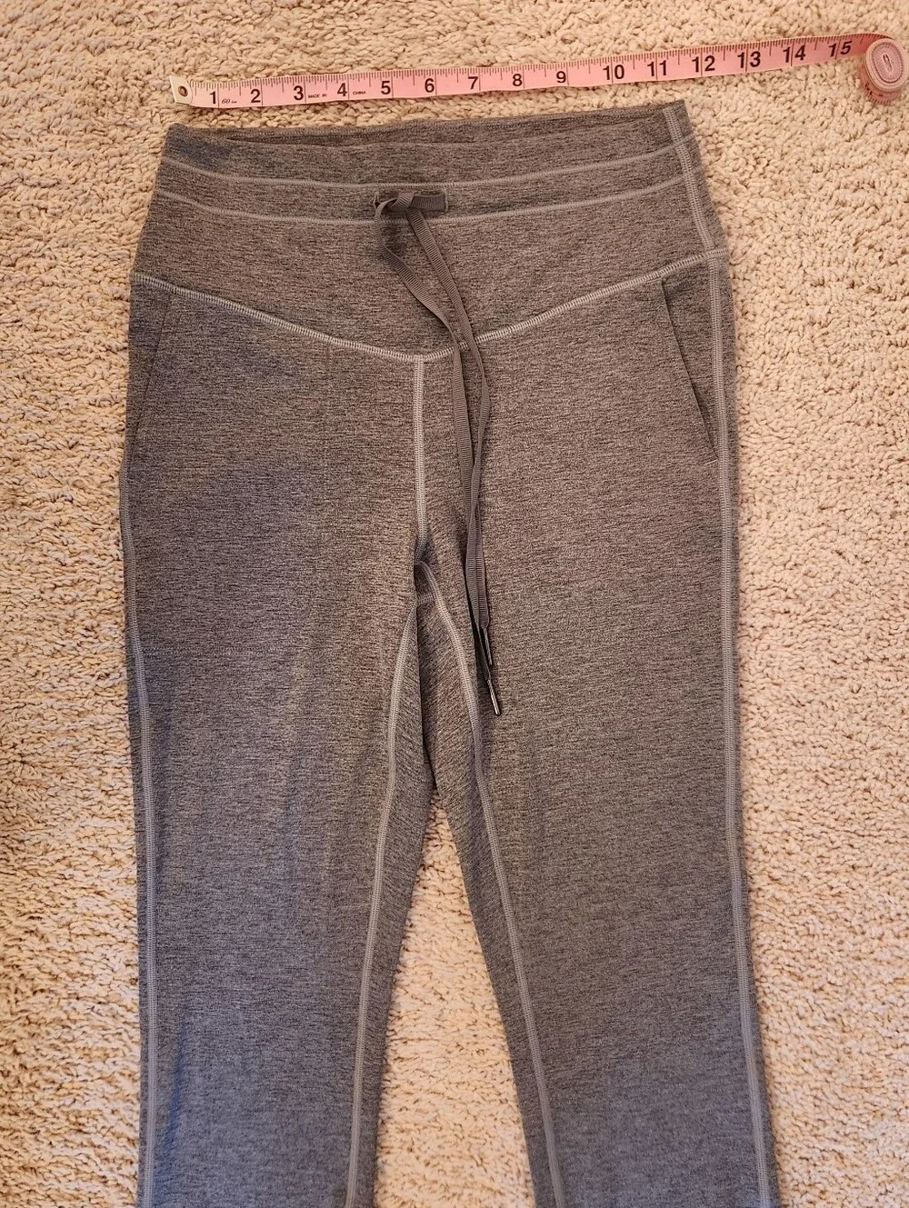 Halara Drawstring High-Waist Cozy Knit Leggings - Heather Taupe Size Small